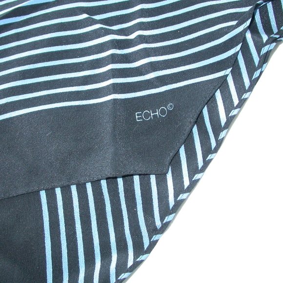 Blue and Black Striped Scarf - Picture 2 of 6